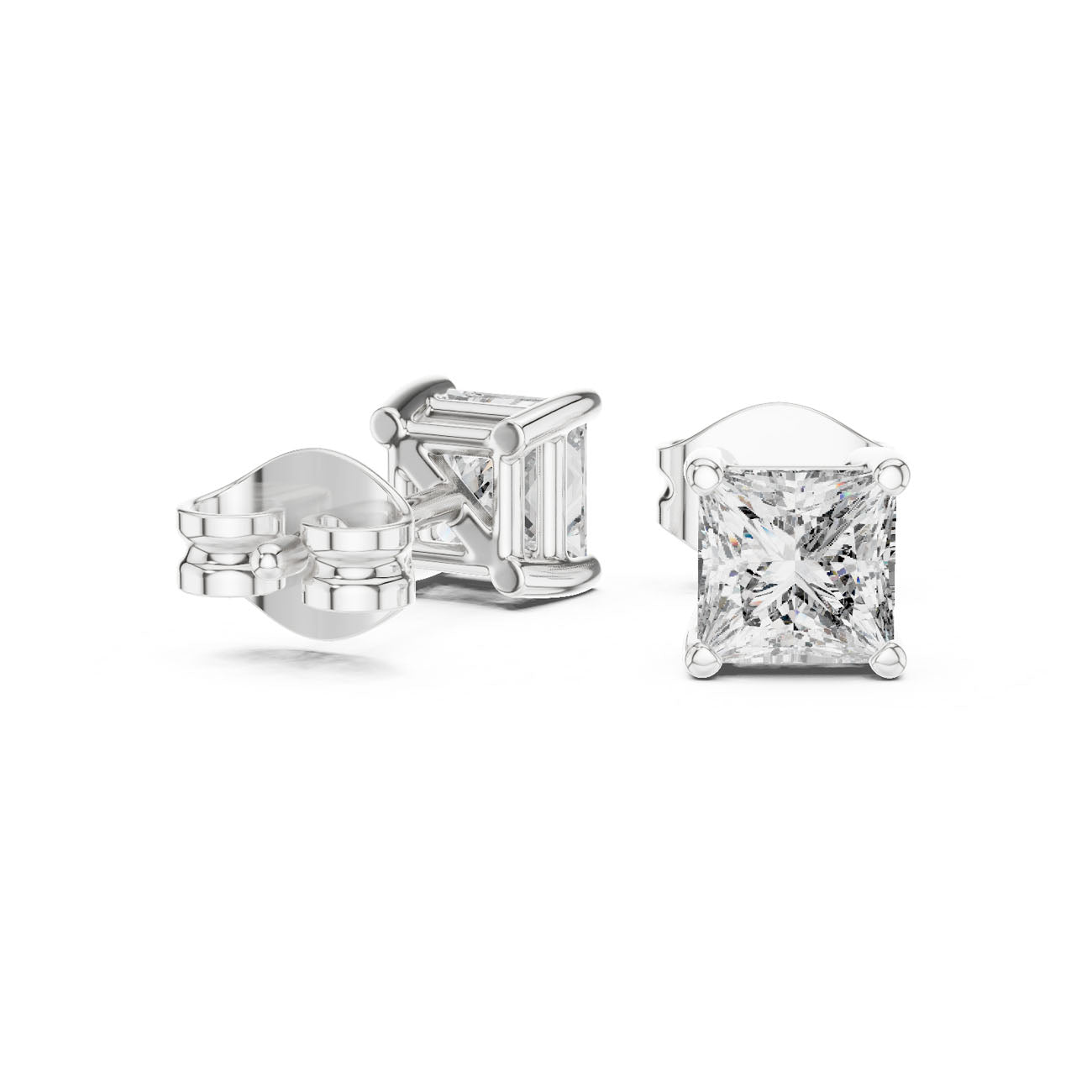 1.00 Ct. Classic Princess-Cut Diamond Stud Earrings (GER-0380) 8
