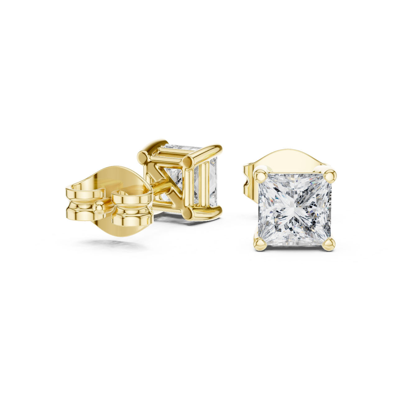 1.00 Ct. Classic Princess-Cut Diamond Stud Earrings (GER-0380) 3