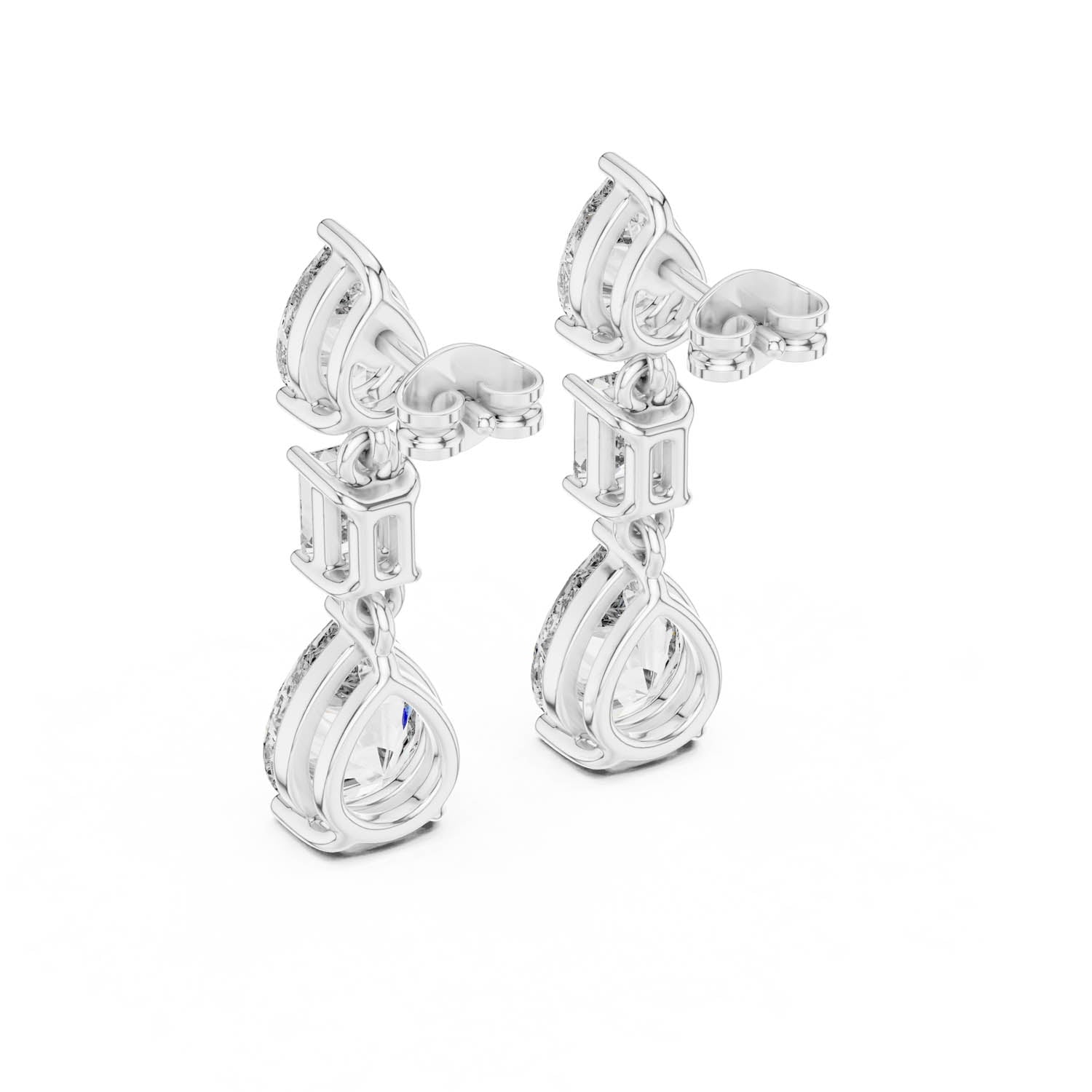 5.60 Ct. Pear & Emerald Cut Diamond Drop Earrings (GER-0384) 6