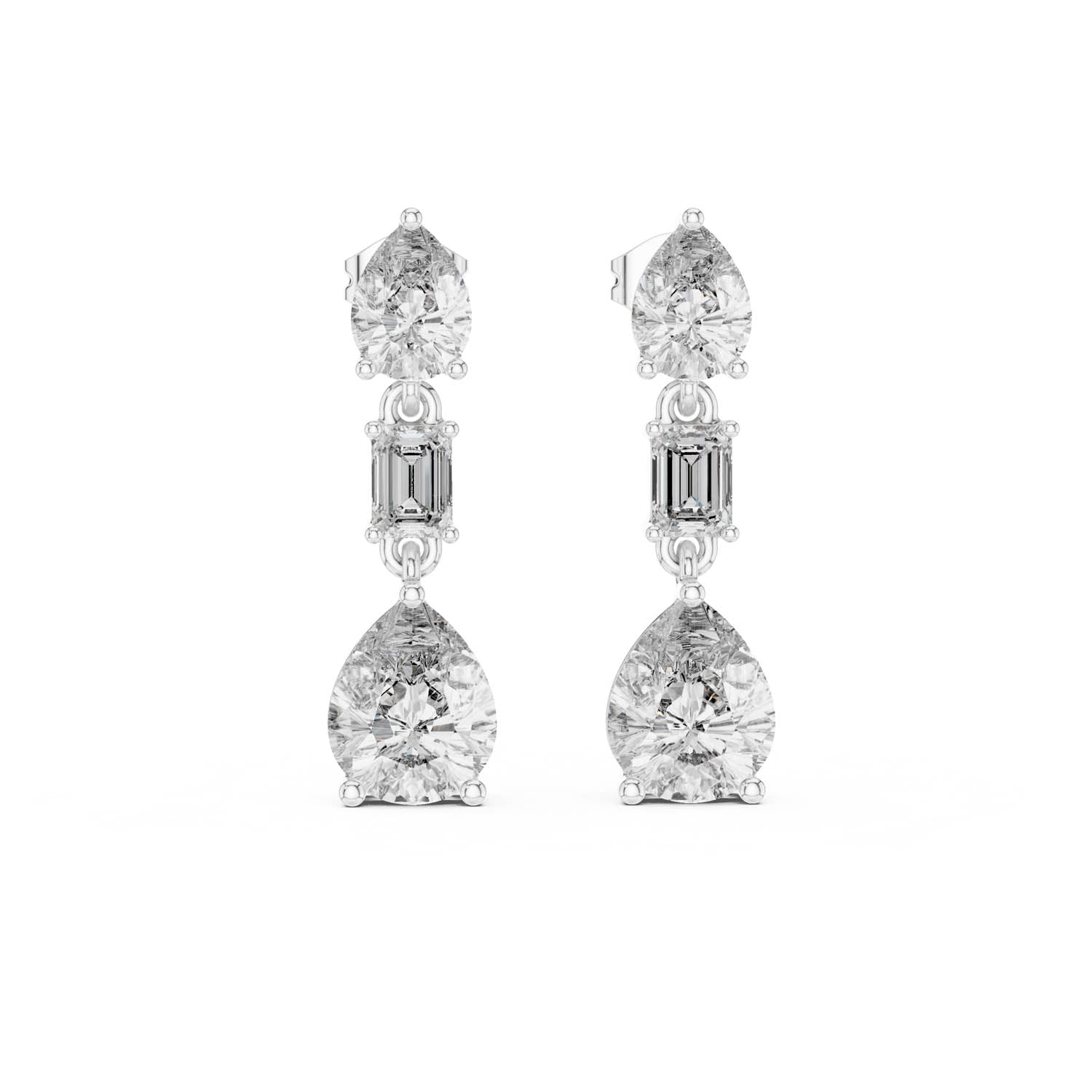 5.60 Ct. Pear & Emerald Cut Diamond Drop Earrings (GER-0384)