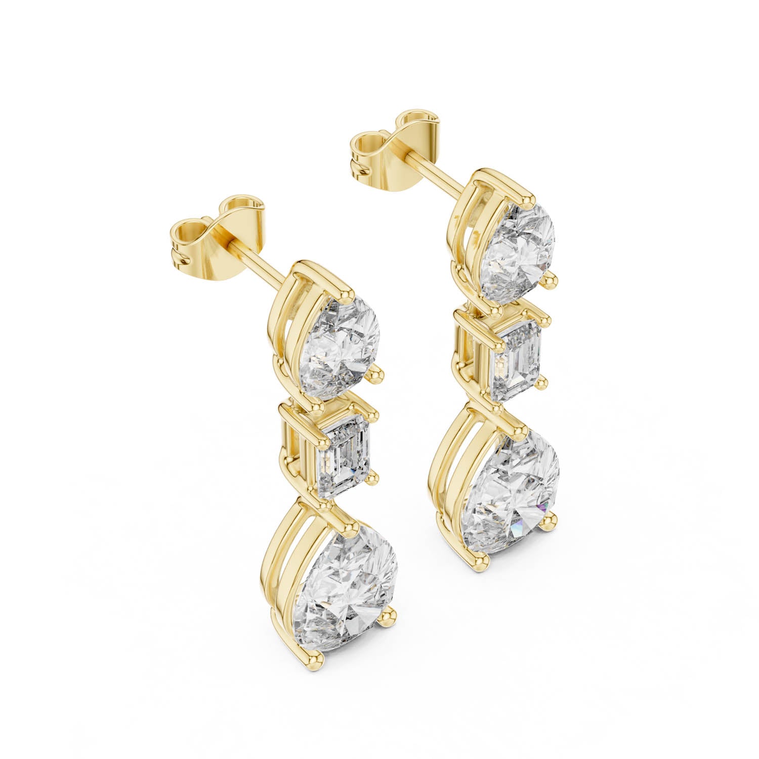 5.60 Ct. Pear & Emerald Cut Diamond Drop Earrings (GER-0384) 7