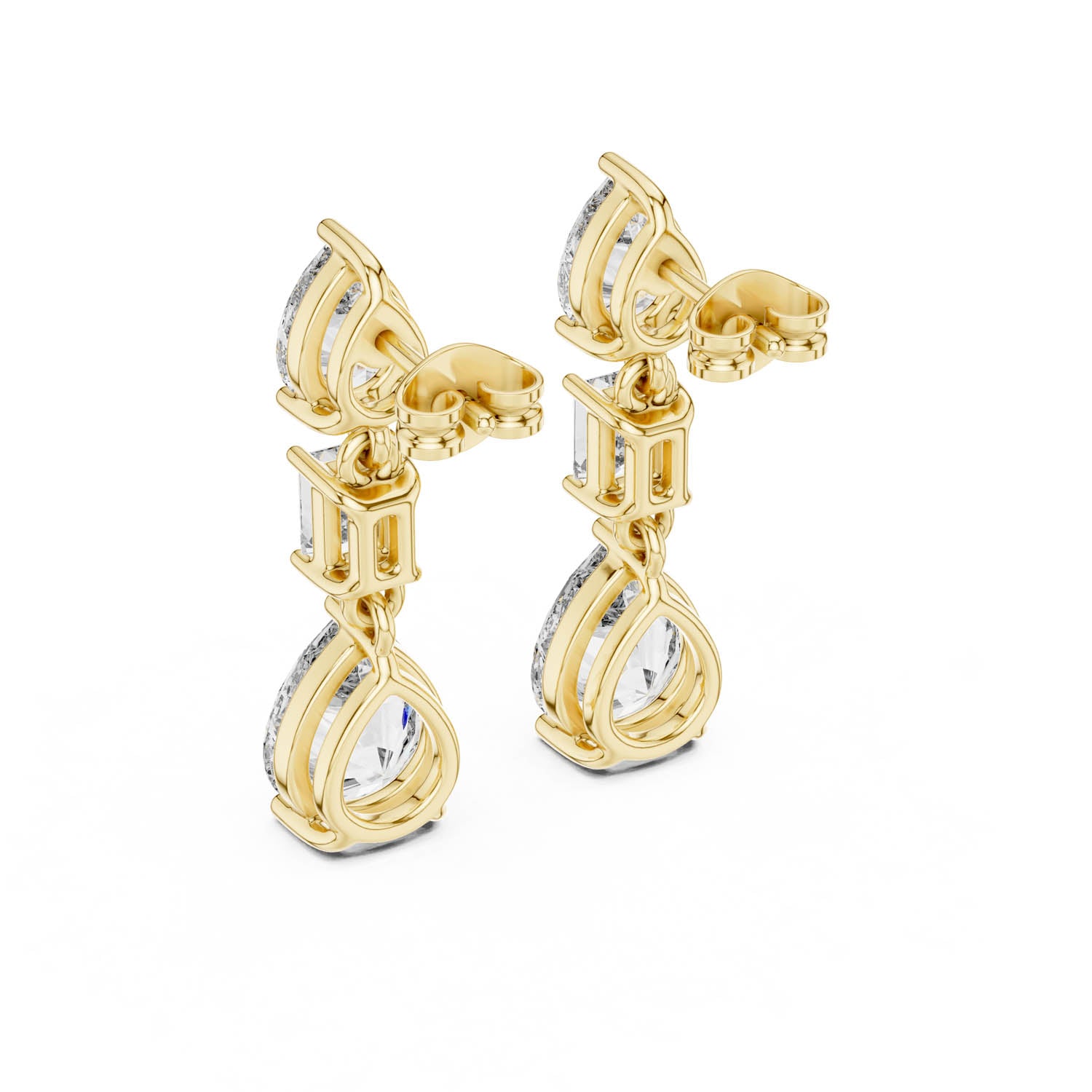 5.60 Ct. Pear & Emerald Cut Diamond Drop Earrings (GER-0384) 8