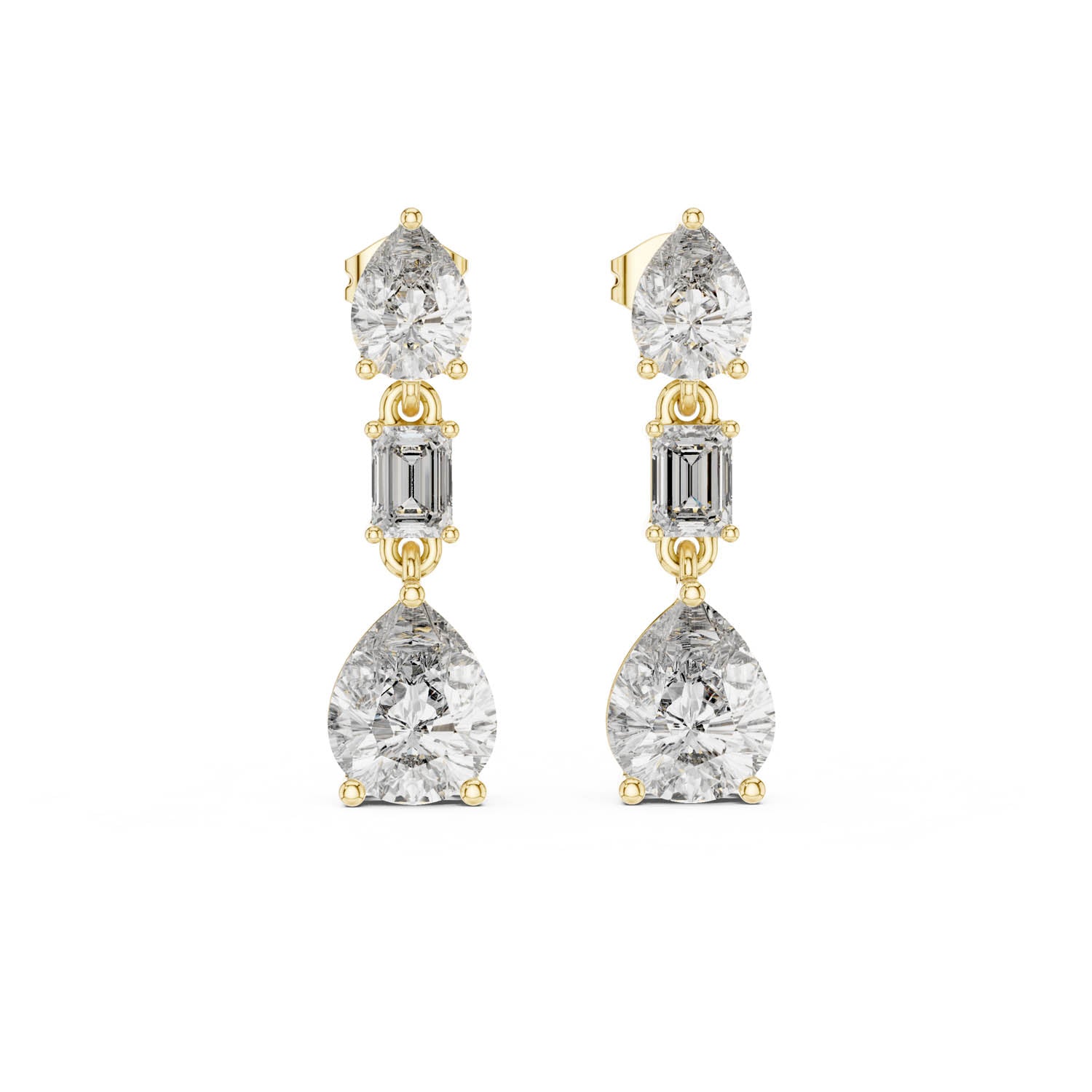 5.60 Ct. Pear & Emerald Cut Diamond Drop Earrings (GER-0384) 9