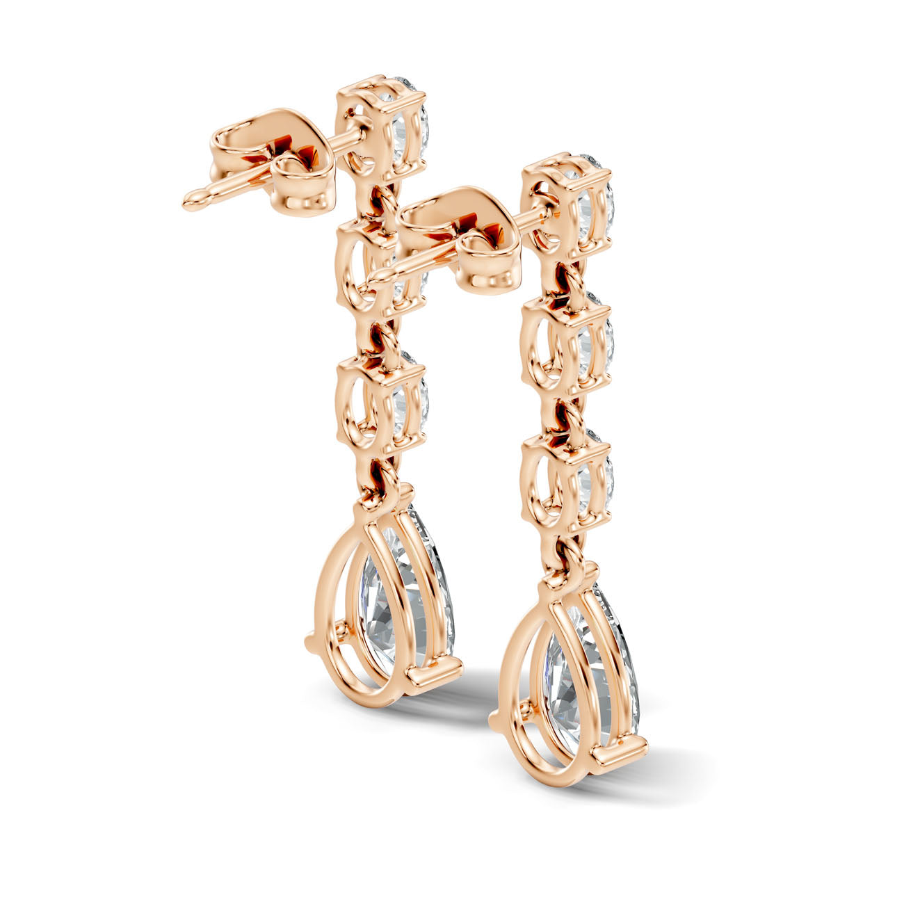 2.57 Ct Pear Diamond Drop Earrings with Graduated Oval Diamond Links (GJSER-06) 12