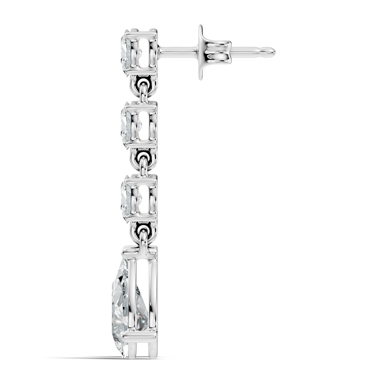 2.57 Ct Pear Diamond Drop Earrings with Graduated Oval Diamond Links (GJSER-06) 3