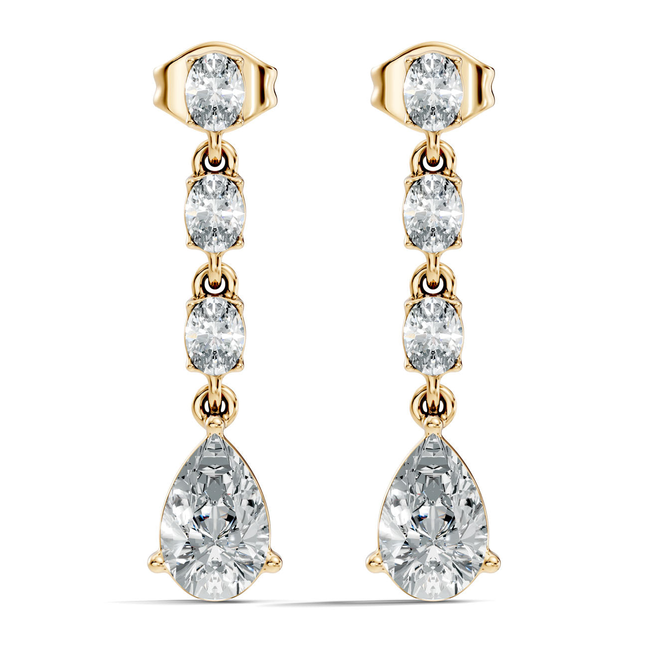 2.57 Ct Pear Diamond Drop Earrings with Graduated Oval Diamond Links (GJSER-06) 5