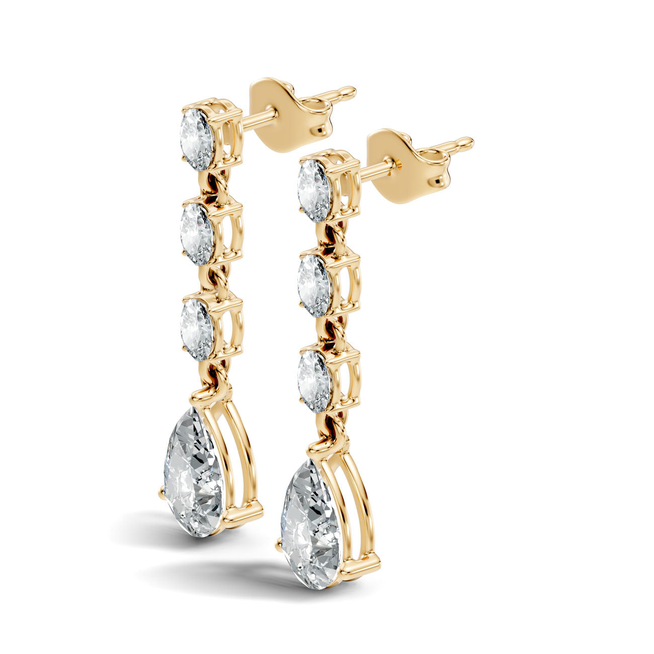 2.57 Ct Pear Diamond Drop Earrings with Graduated Oval Diamond Links (GJSER-06) 6