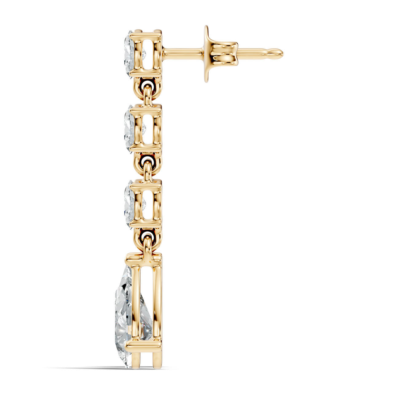 2.57 Ct Pear Diamond Drop Earrings with Graduated Oval Diamond Links (GJSER-06) 7