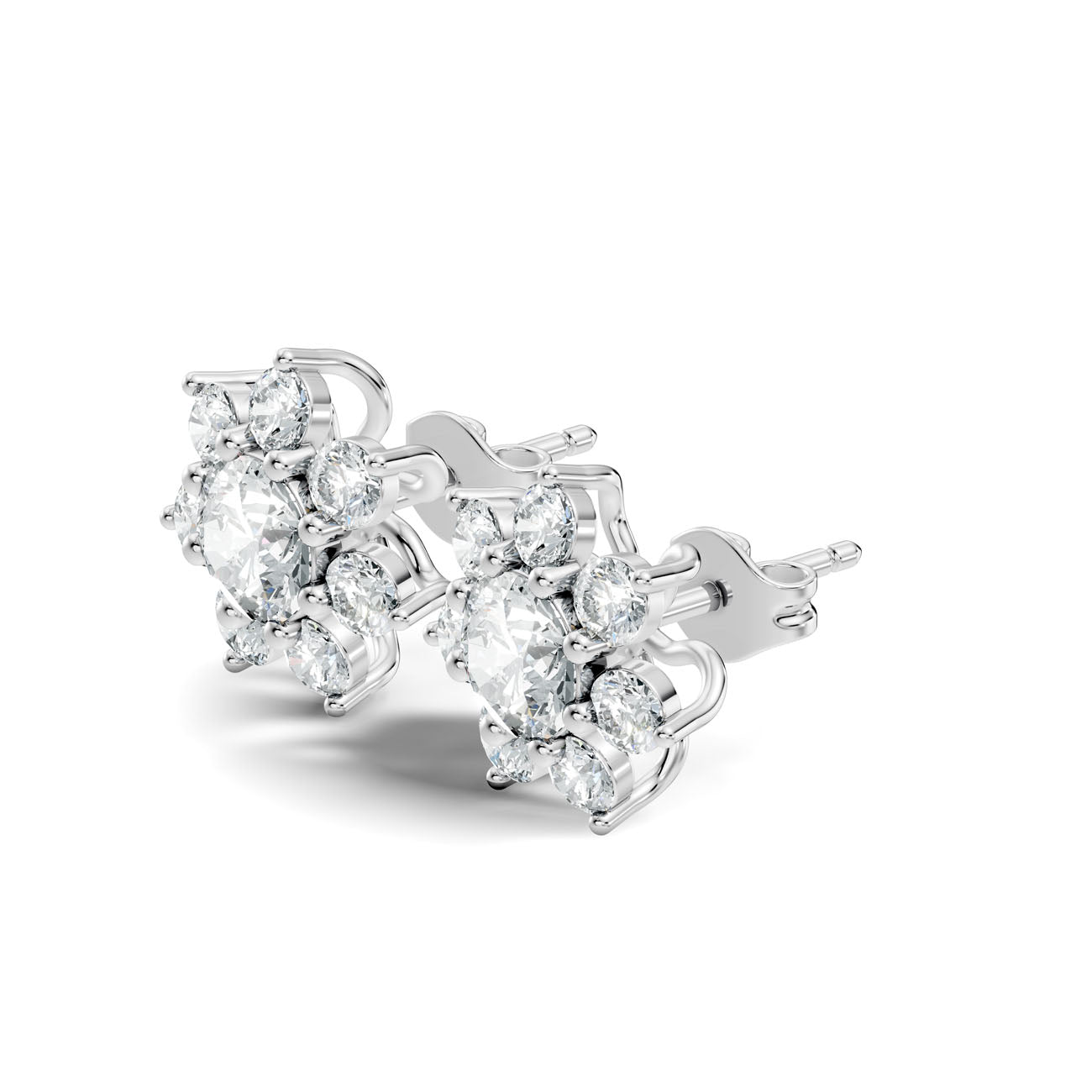3.50 Ct. Round Diamond Floral Cluster Earrings (GJSER-101) 11