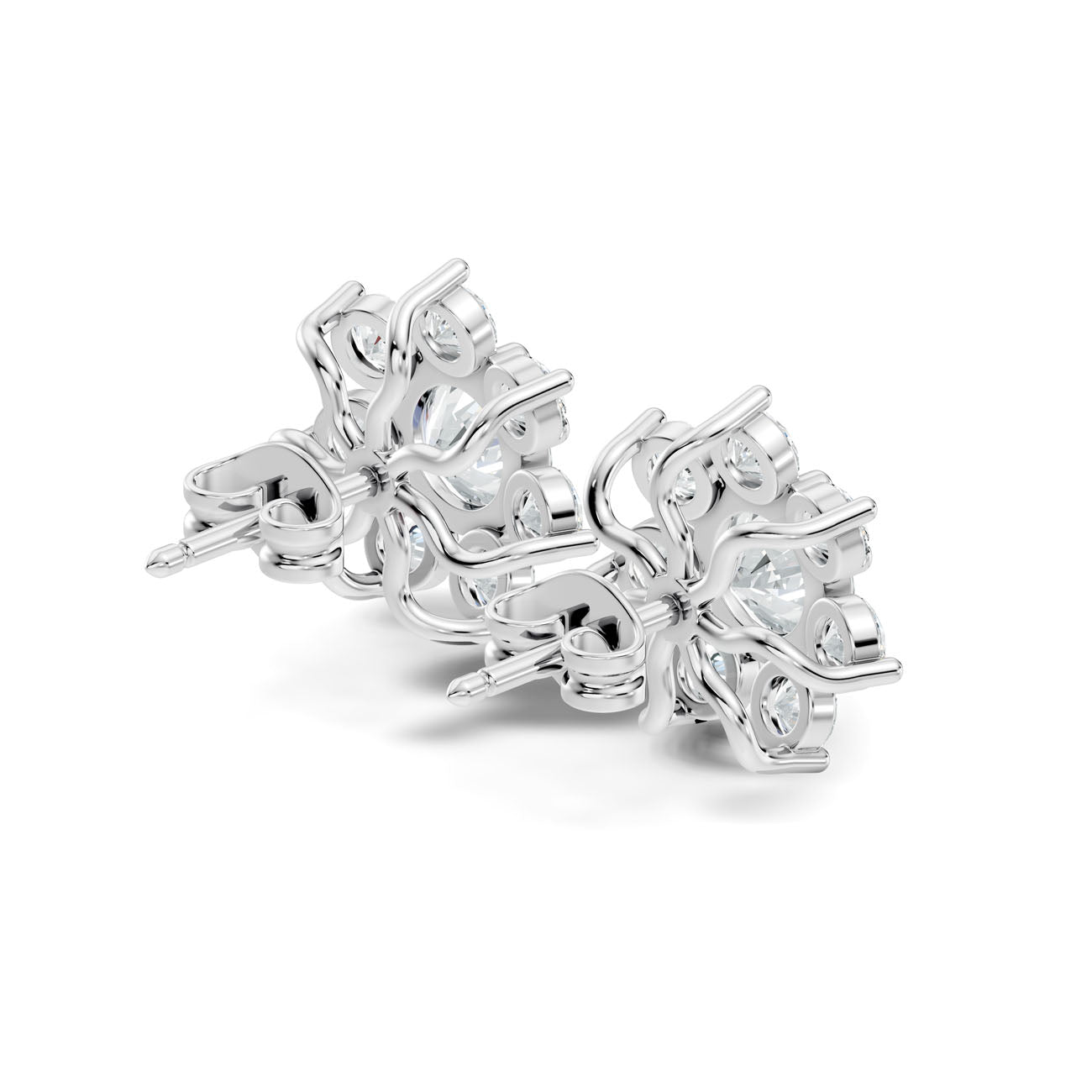 3.50 Ct. Round Diamond Floral Cluster Earrings (GJSER-101) 12