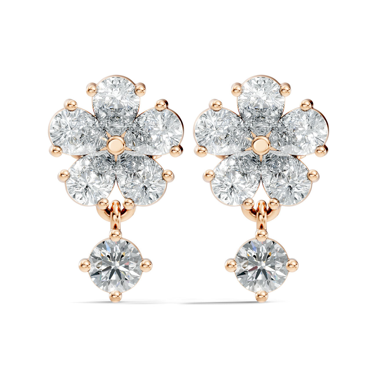 1.66 Ct. Round Diamond Floral Drop Earrings (GJSER-102) 6