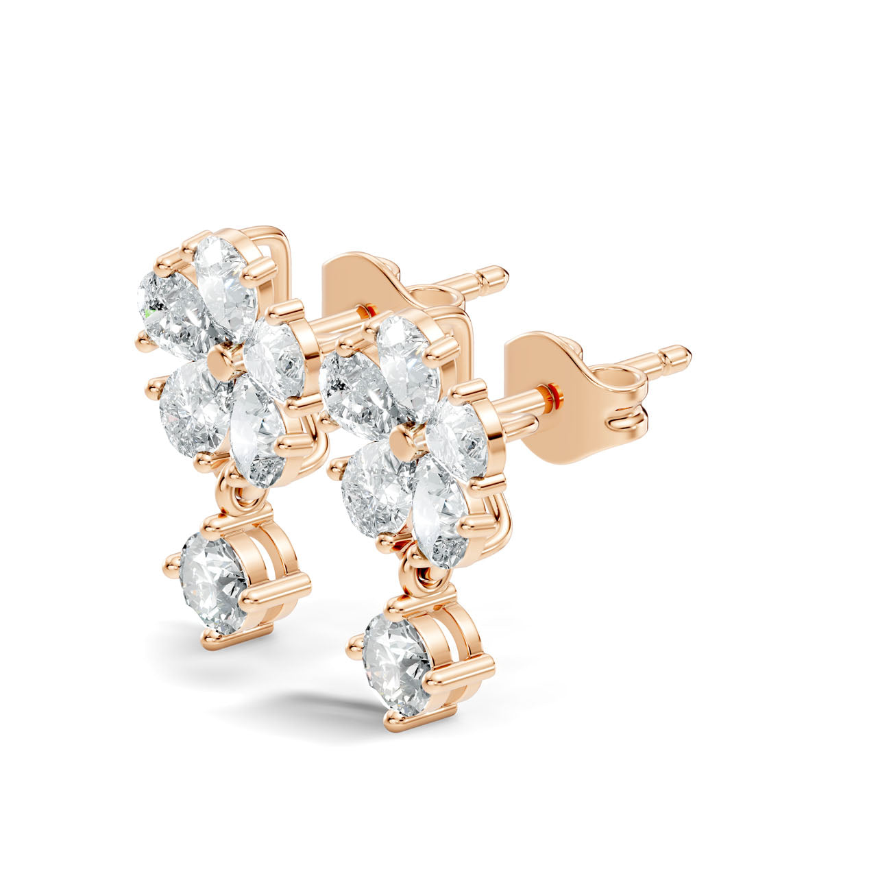 1.66 Ct. Round Diamond Floral Drop Earrings (GJSER-102)