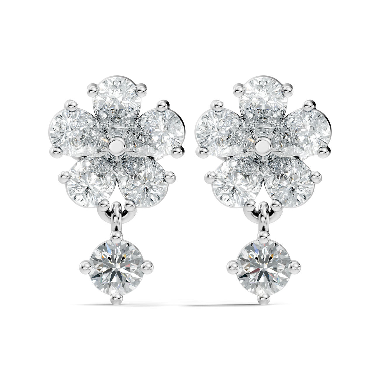 1.66 Ct. Round Diamond Floral Drop Earrings (GJSER-102)