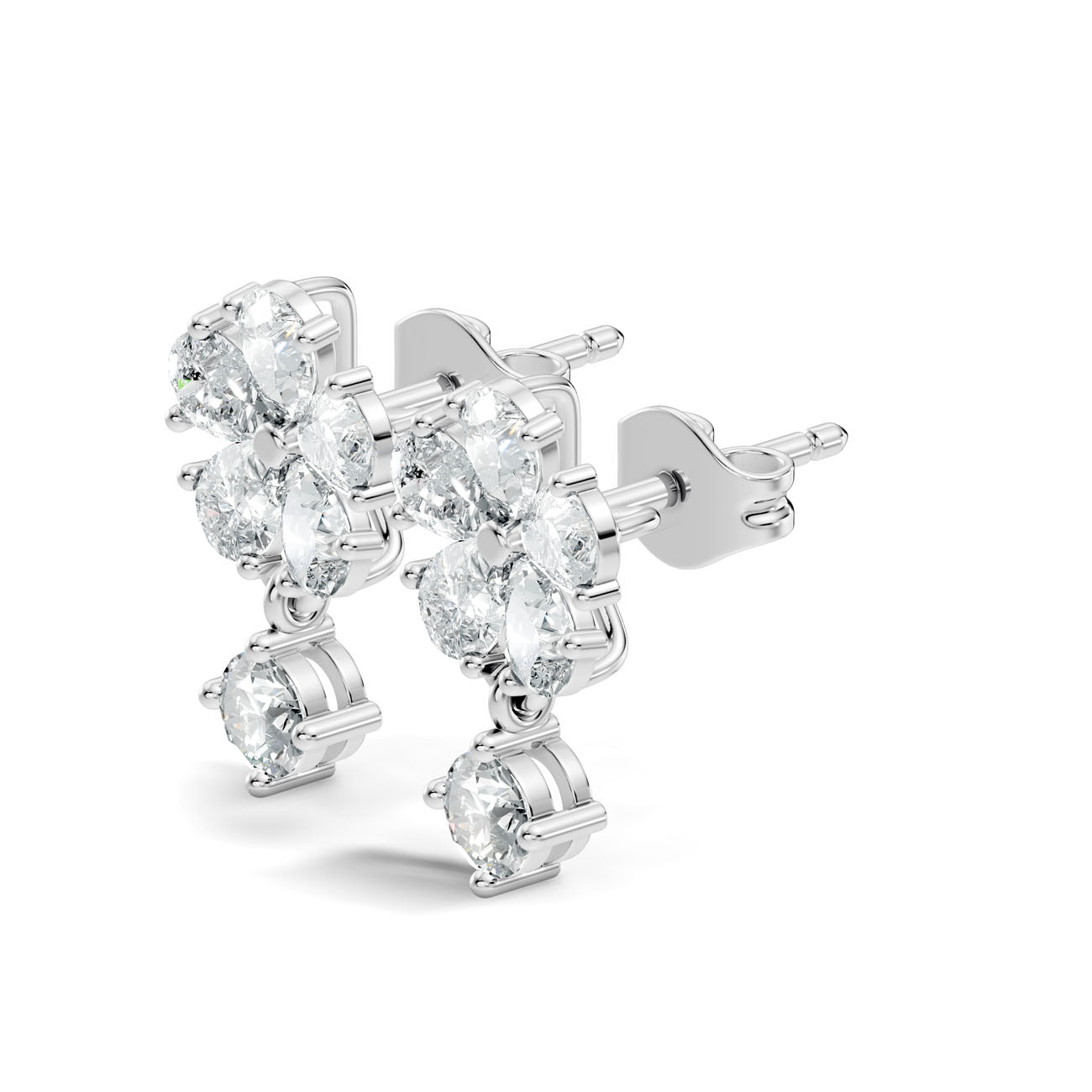 1.66 Ct. Round Diamond Floral Drop Earrings (GJSER-102) 12