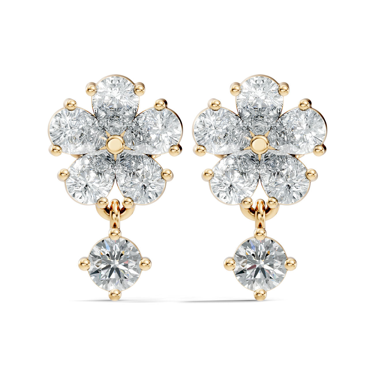 1.66 Ct. Round Diamond Floral Drop Earrings (GJSER-102) 3