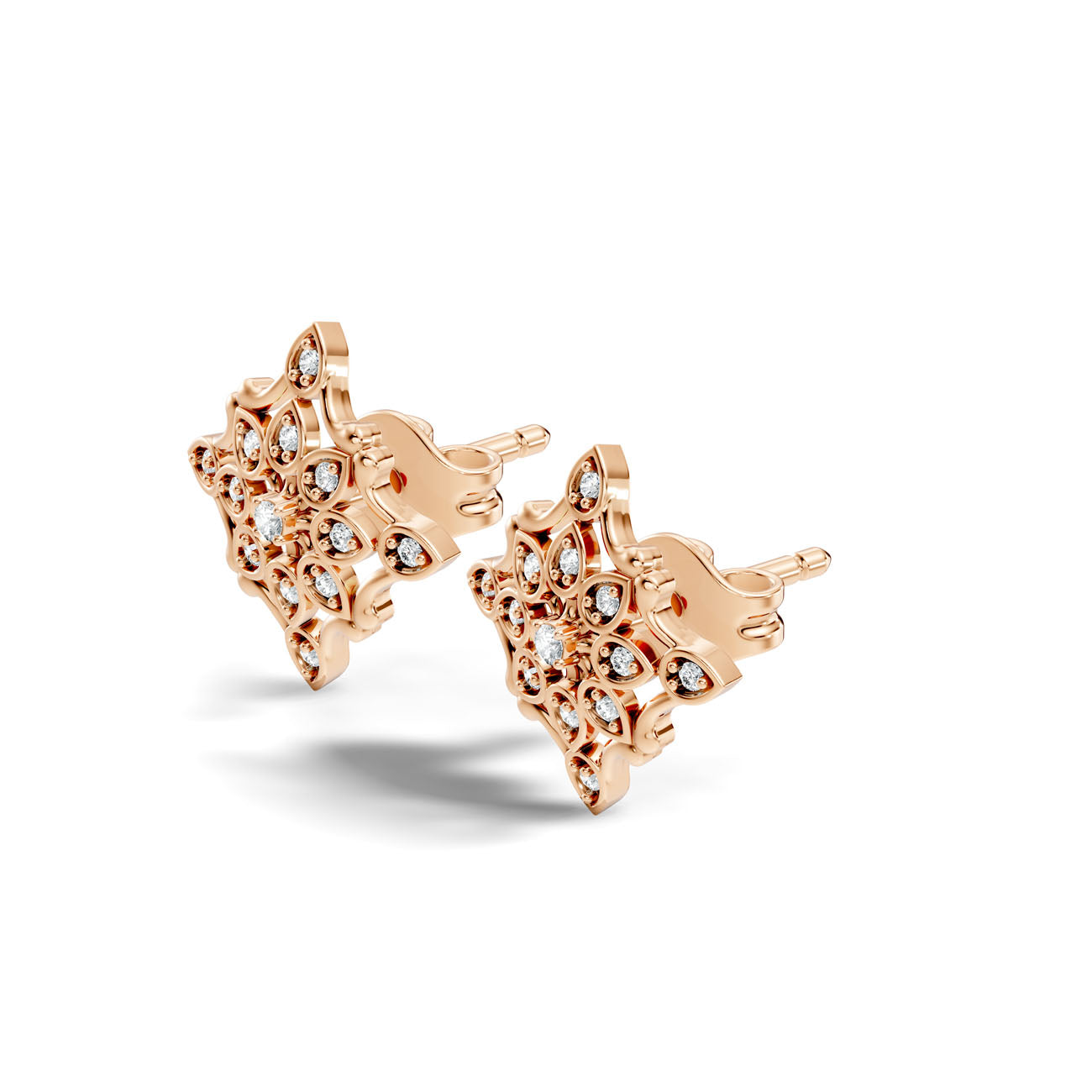 .14 Ct. Round Diamond Vintage-Inspired Cluster Earrings (GJSER-107)