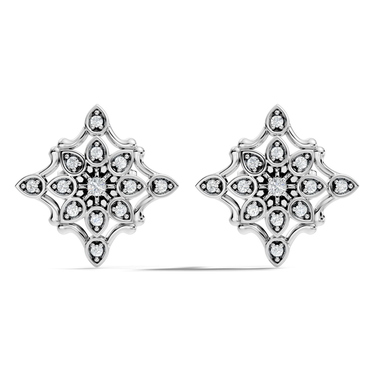 .14 Ct. Round Diamond Vintage-Inspired Cluster Earrings (GJSER-107)