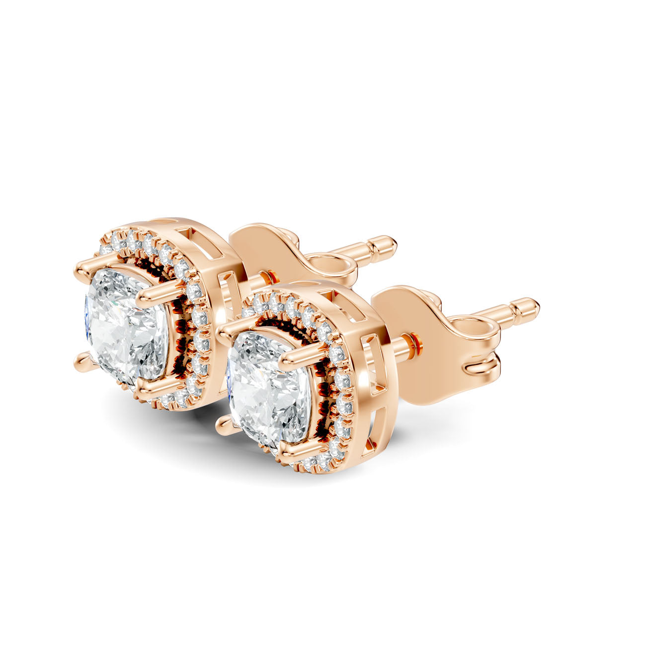 1.06 Ct. Cushion Shape Diamond Double Halo Earrings (GJSER-111)