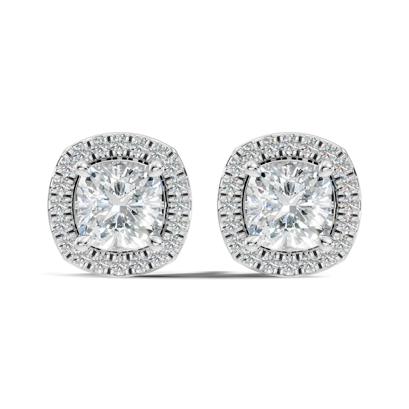 1.06 Ct. Cushion Shape Diamond Double Halo Earrings (GJSER-111)