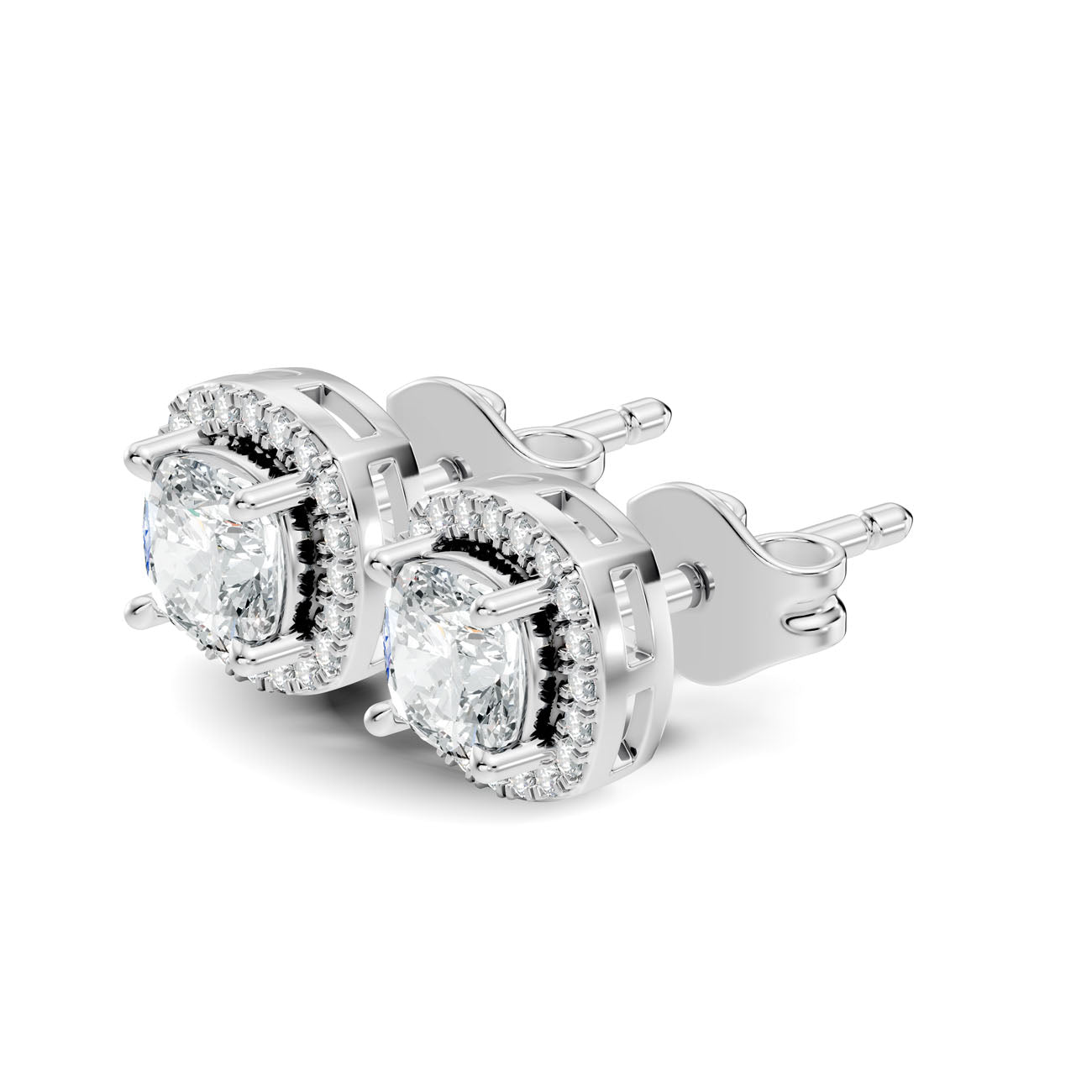 1.06 Ct. Cushion Shape Diamond Double Halo Earrings (GJSER-111) 10