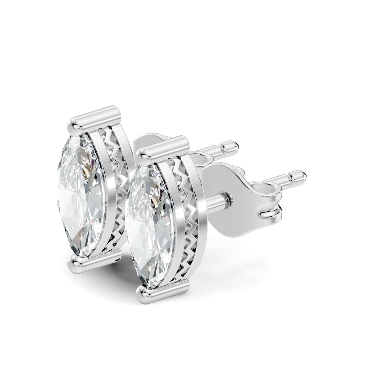 1.27 Ct. Marquise Diamond Solitaire Stud Earrings in Two-Prong Setting (GJSER-114) 6