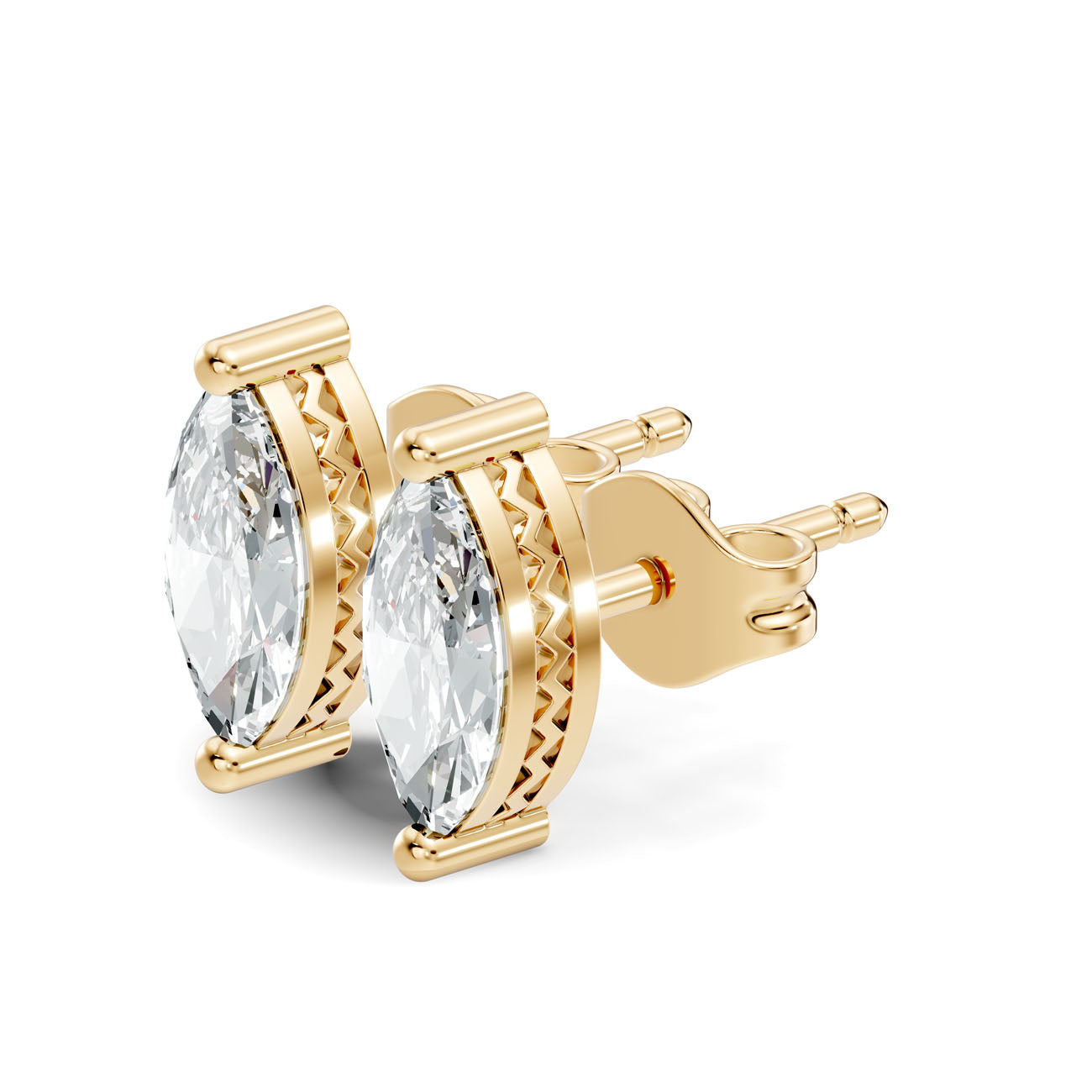 1.27 Ct. Marquise Diamond Solitaire Stud Earrings in Two-Prong Setting (GJSER-114)