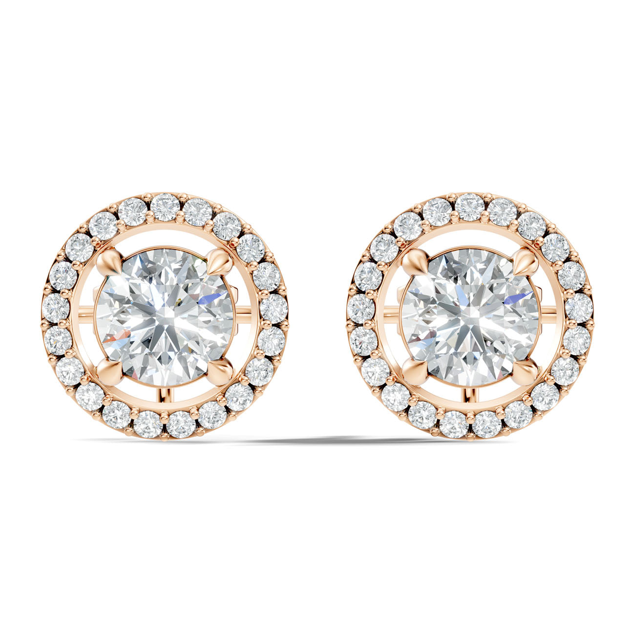 2.12 Ct. Round Diamond Halo Earrings with Open Gallery (GJSER-115) 8