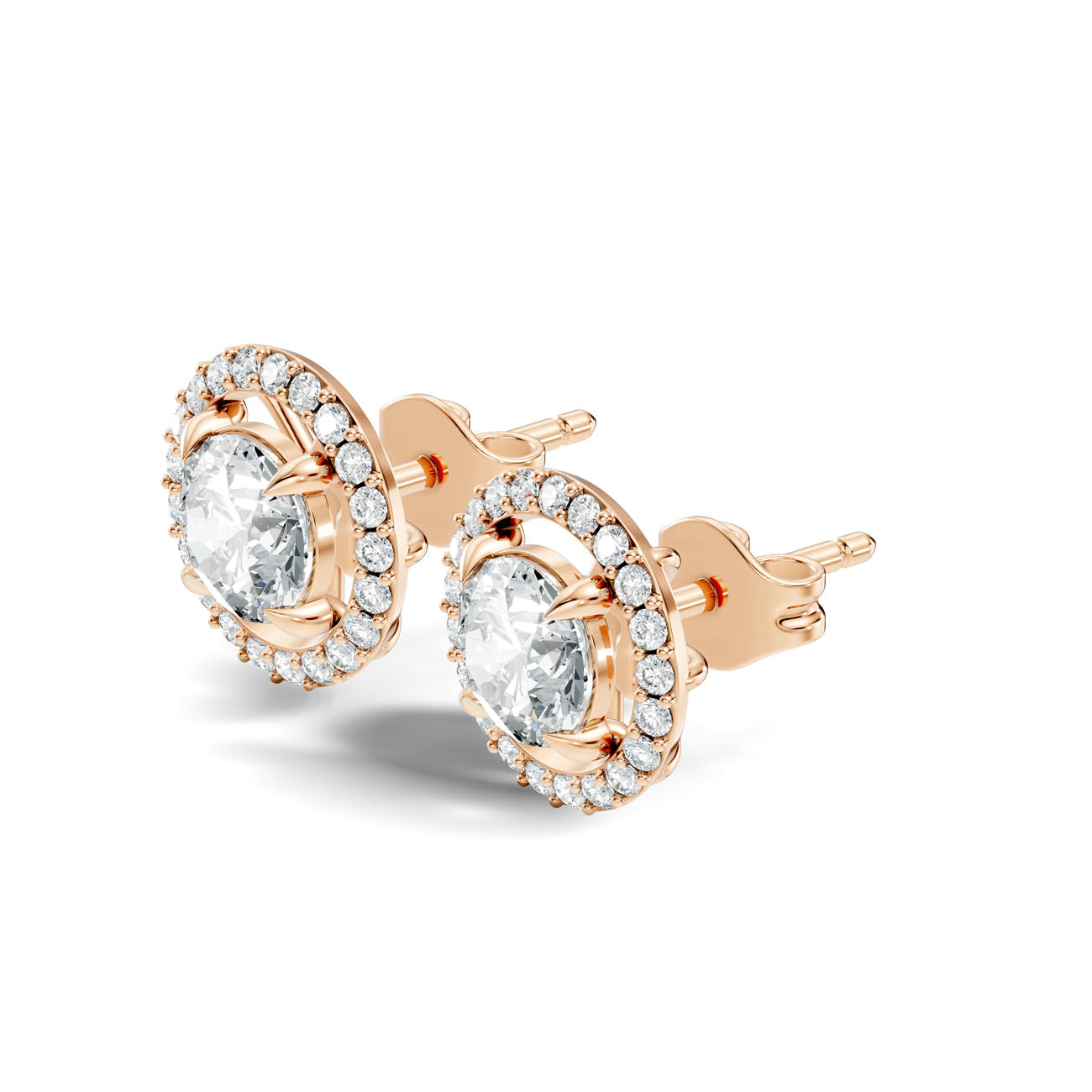 2.12 Ct. Round Diamond Halo Earrings with Open Gallery (GJSER-115) 6