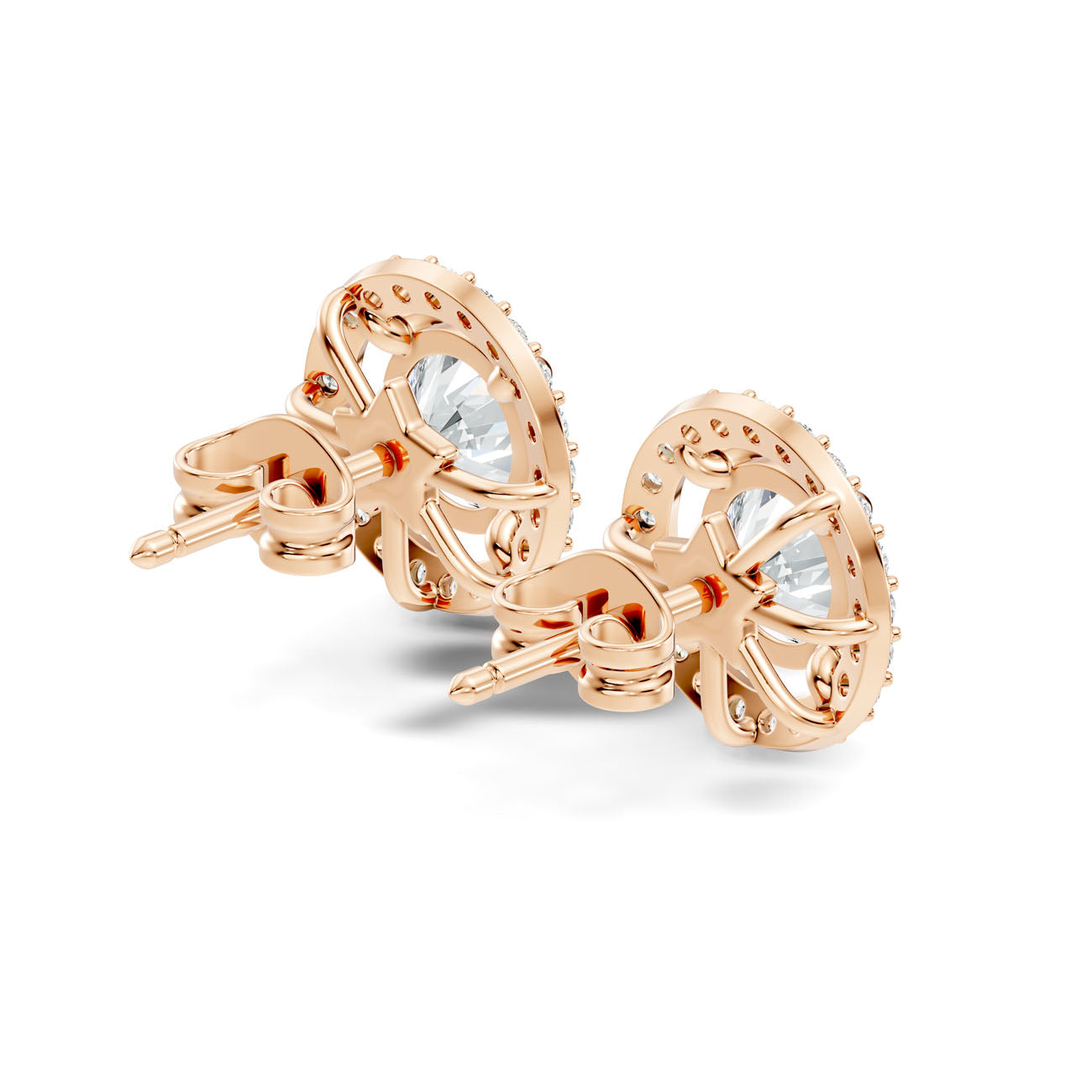 2.12 Ct. Round Diamond Halo Earrings with Open Gallery (GJSER-115) 7
