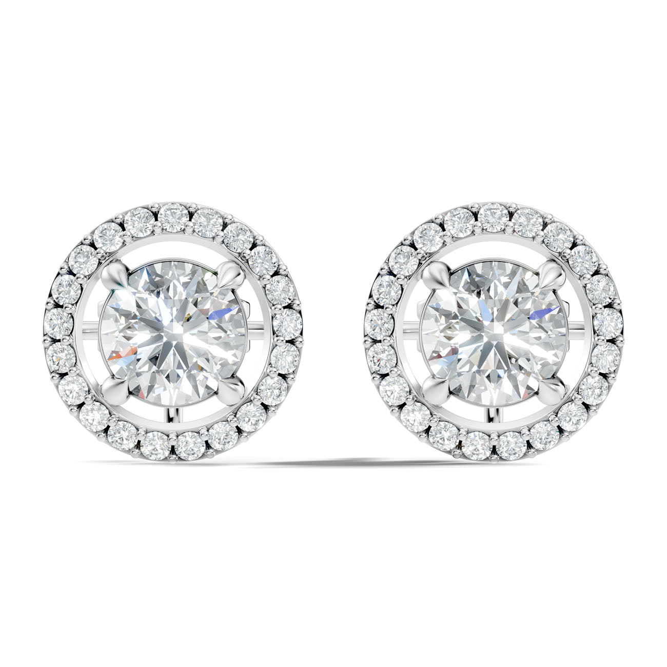 2.12 Ct. Round Diamond Halo Earrings with Open Gallery (GJSER-115)