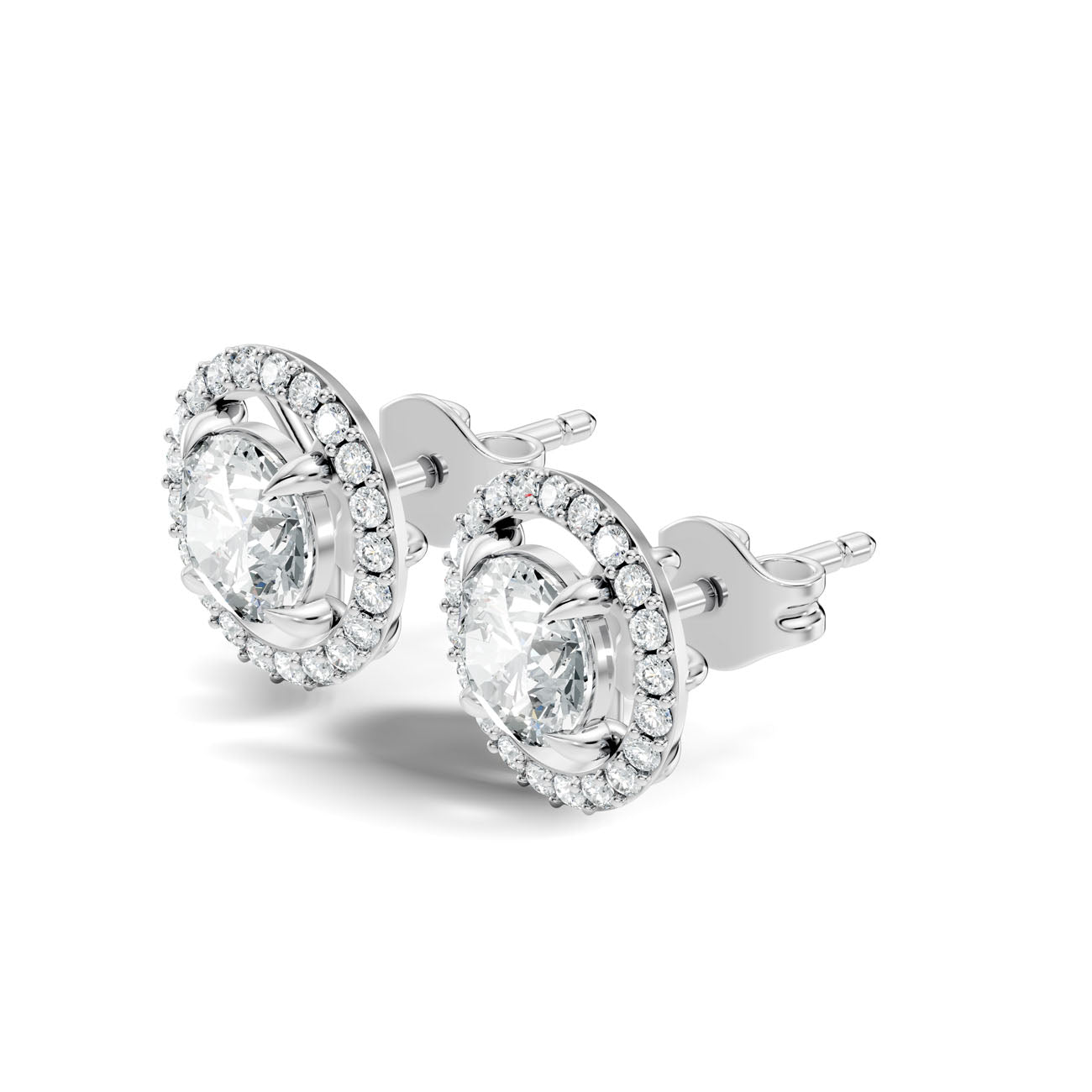 2.12 Ct. Round Diamond Halo Earrings with Open Gallery (GJSER-115) 11