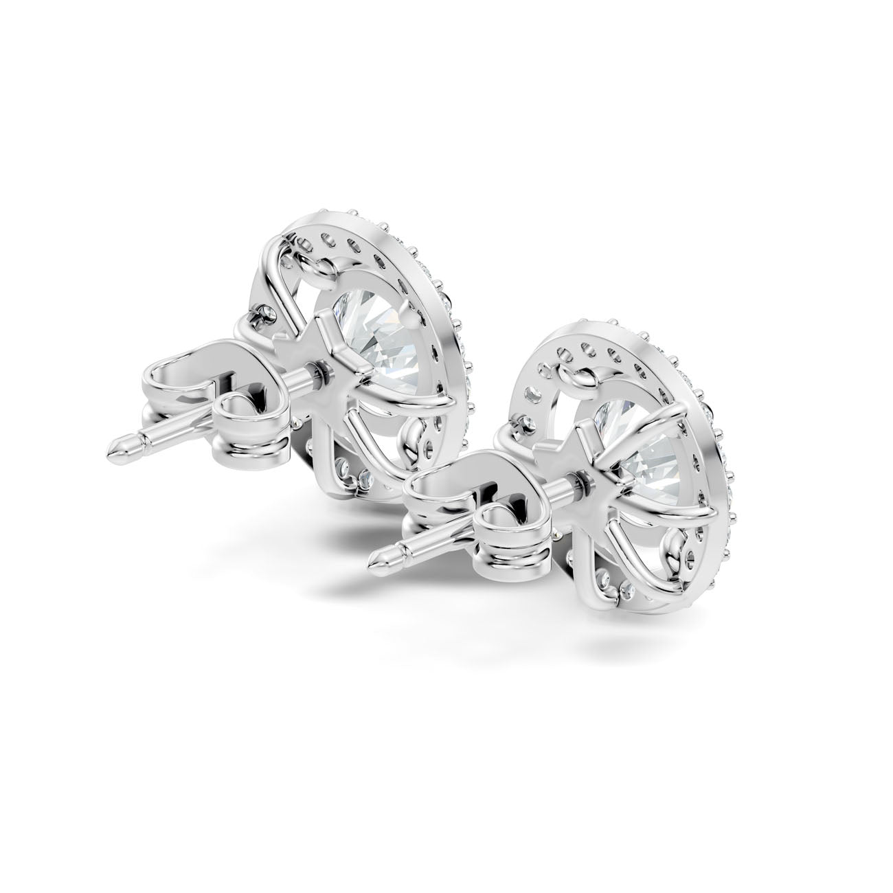 2.12 Ct. Round Diamond Halo Earrings with Open Gallery (GJSER-115) 12