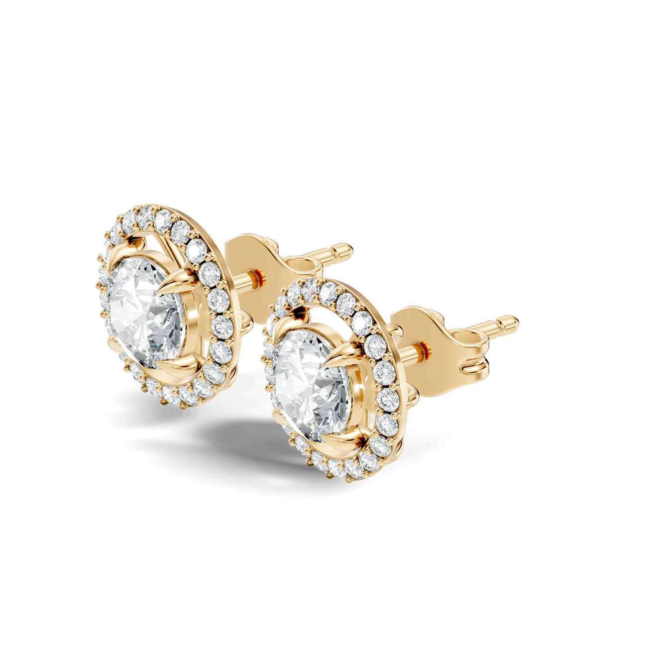 2.12 Ct. Round Diamond Halo Earrings with Open Gallery (GJSER-115)