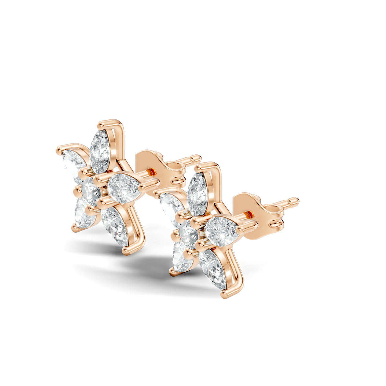 1.80 Ct. Round and Pear Diamond Floral Cluster Earrings (GJSER-123)