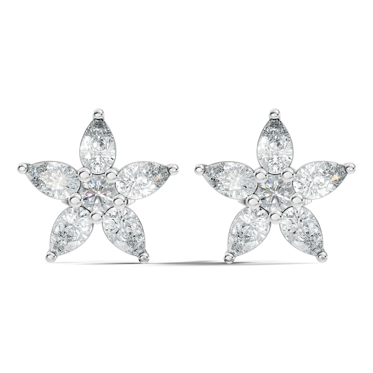 1.80 Ct. Round and Pear Diamond Floral Cluster Earrings (GJSER-123)