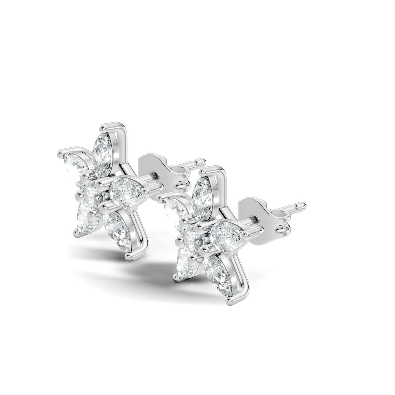 1.80 Ct. Round and Pear Diamond Floral Cluster Earrings (GJSER-123) 7