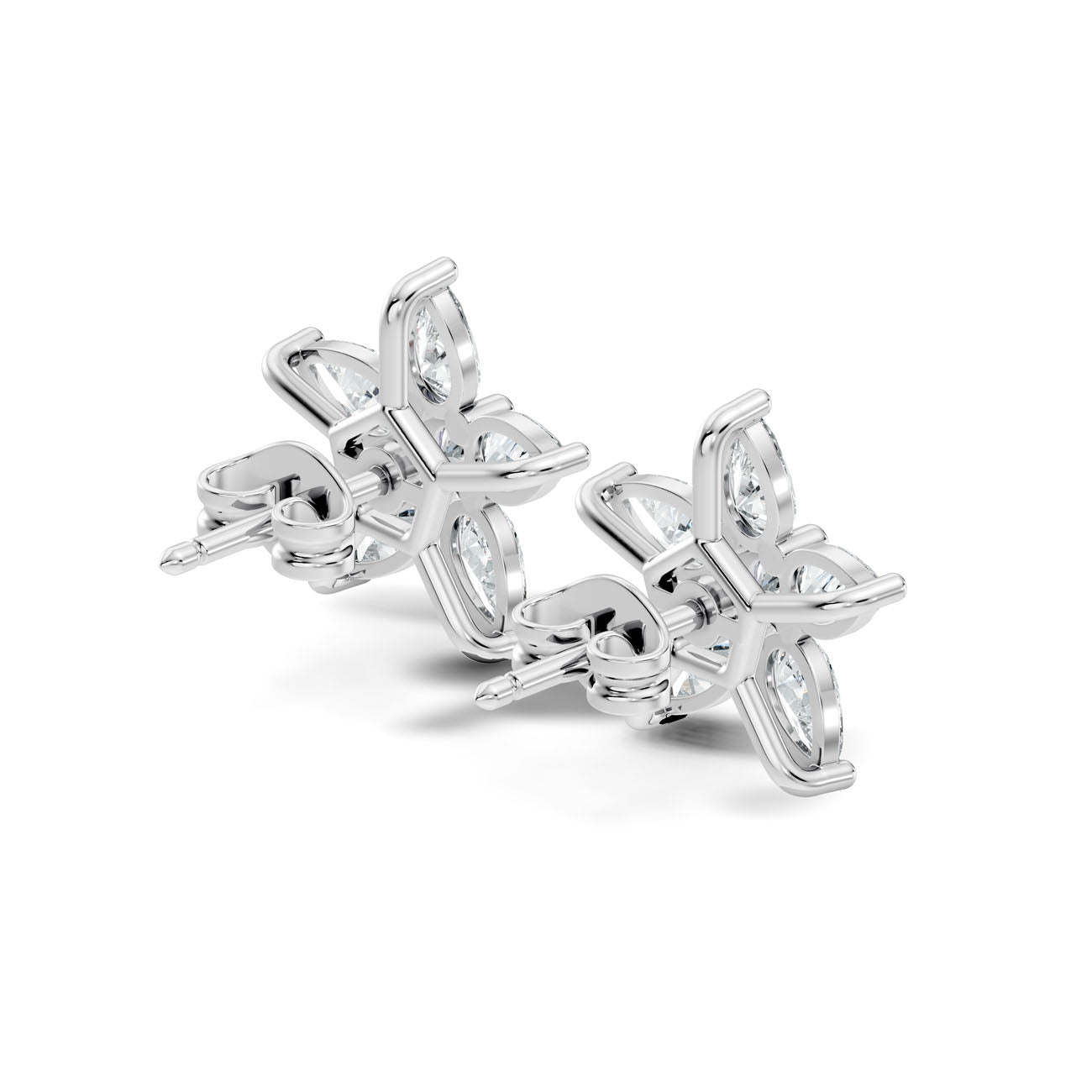 1.80 Ct. Round and Pear Diamond Floral Cluster Earrings (GJSER-123) 9