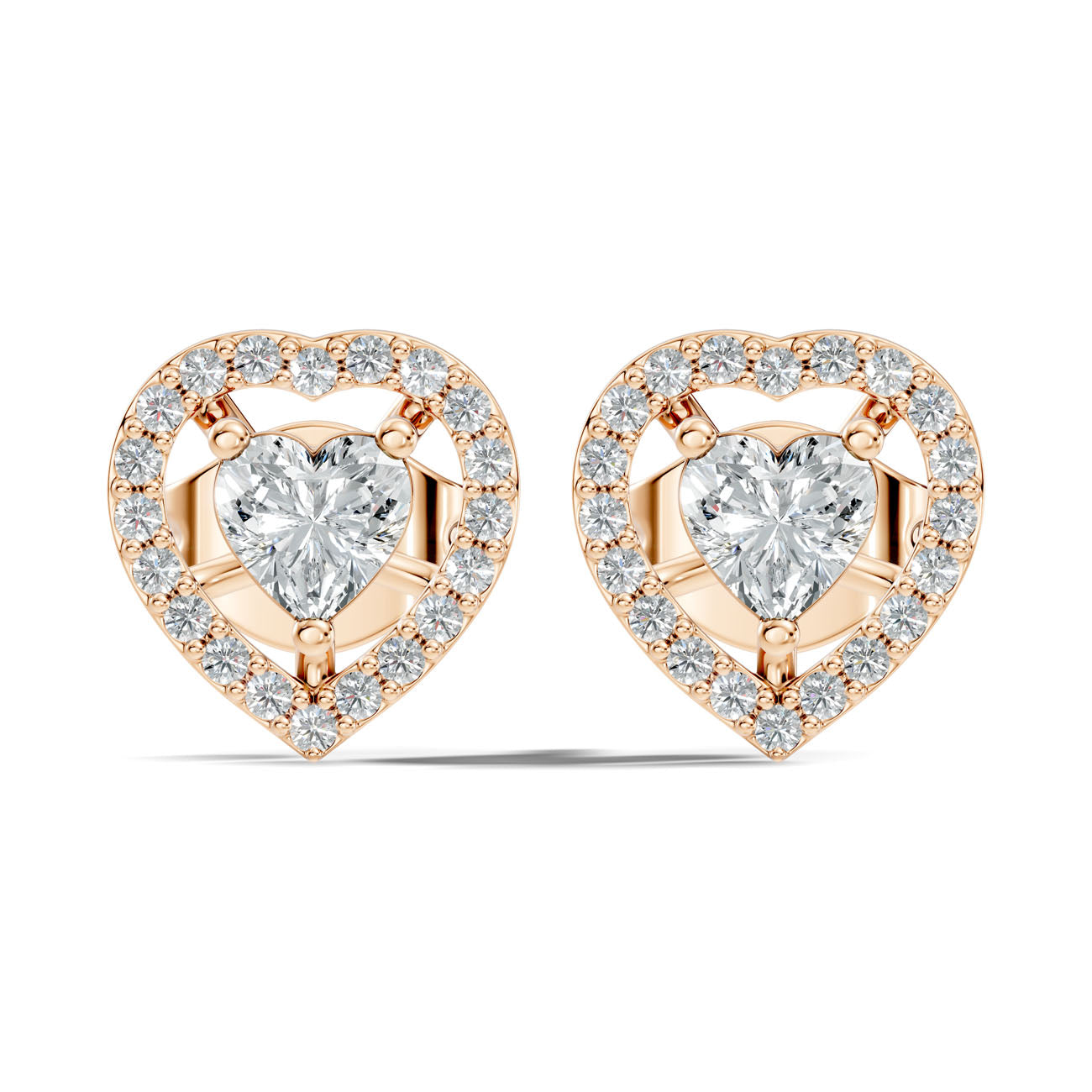 .65 Ct. Heart Shape Diamond Halo Earrings with Open Frame (GJSER-124)