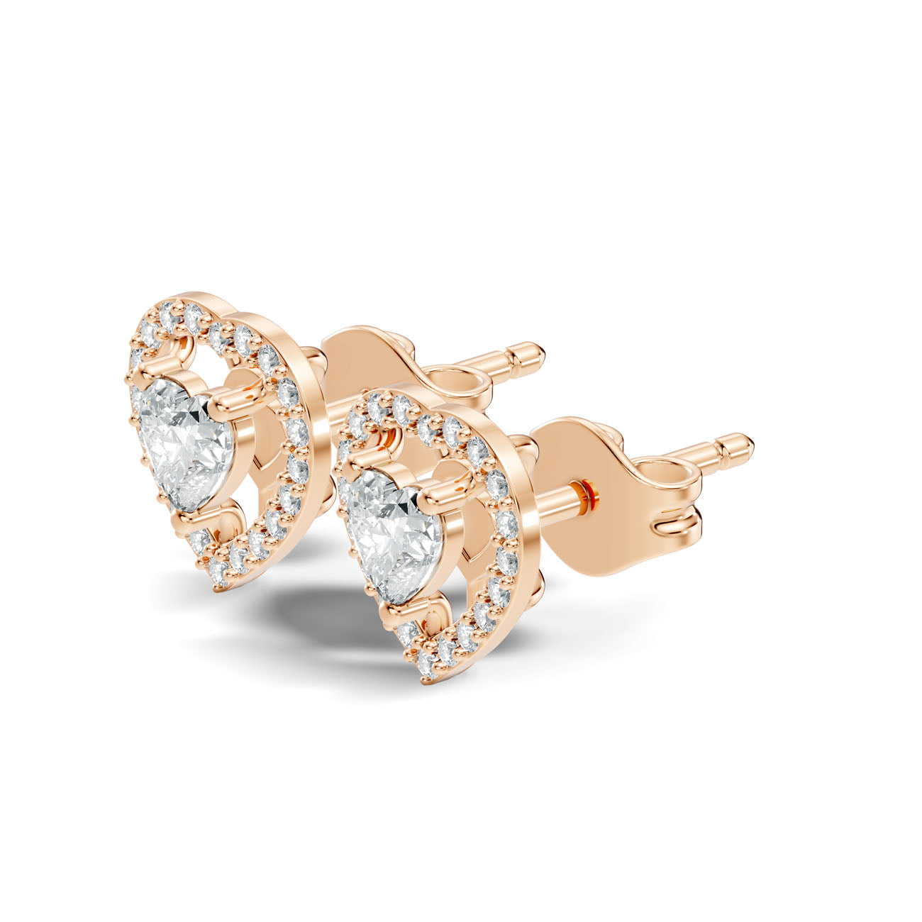 .65 Ct. Heart Shape Diamond Halo Earrings with Open Frame (GJSER-124) 8