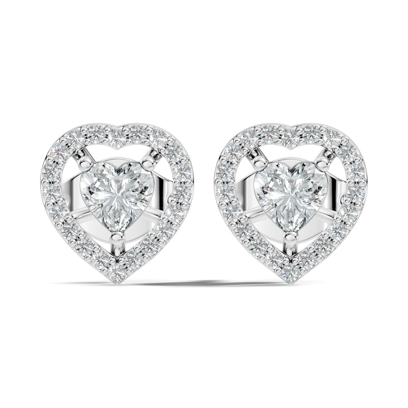 .65 Ct. Heart Shape Diamond Halo Earrings with Open Frame (GJSER-124) 3