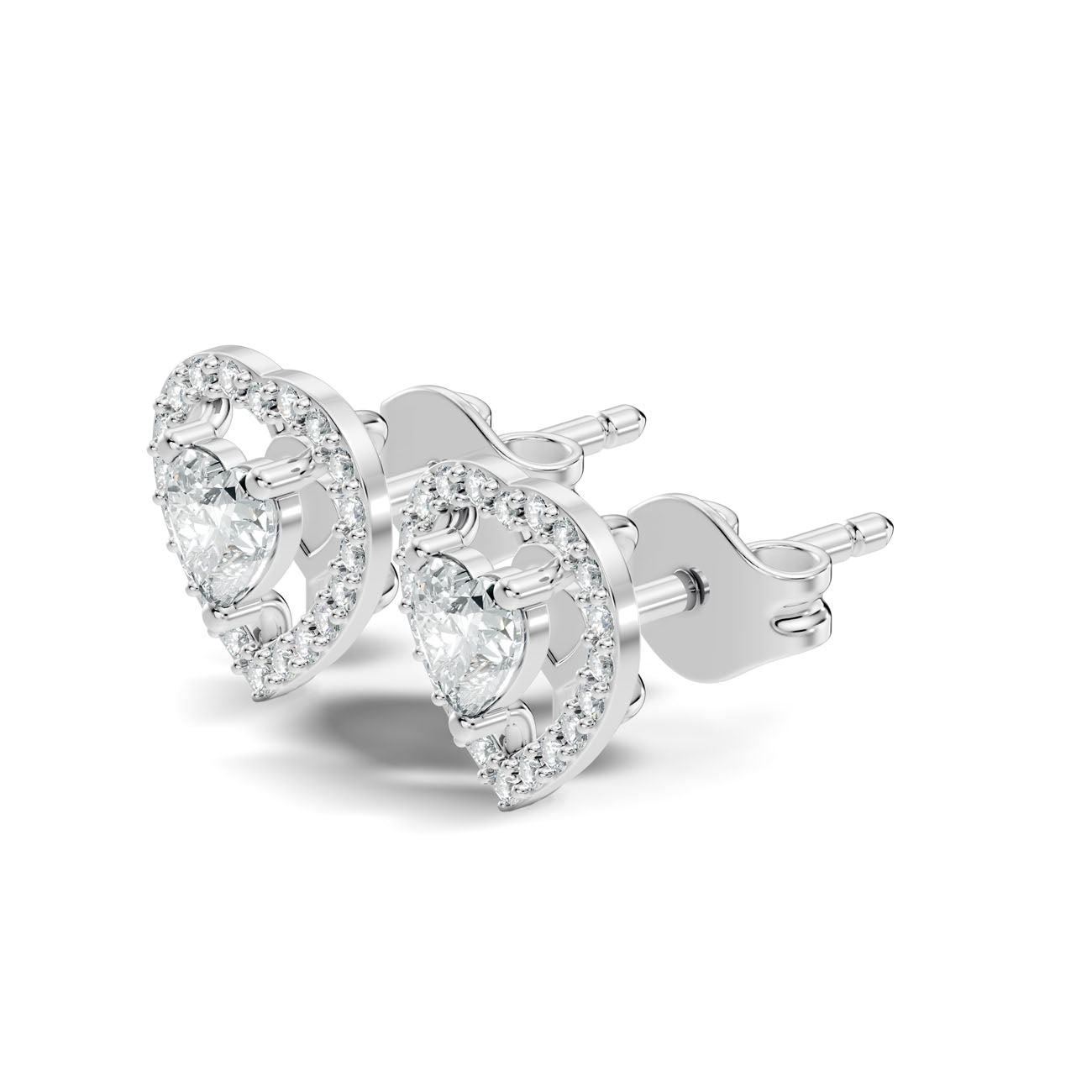 .65 Ct. Heart Shape Diamond Halo Earrings with Open Frame (GJSER-124)