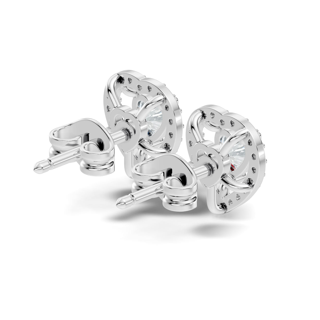 .65 Ct. Heart Shape Diamond Halo Earrings with Open Frame (GJSER-124) 5