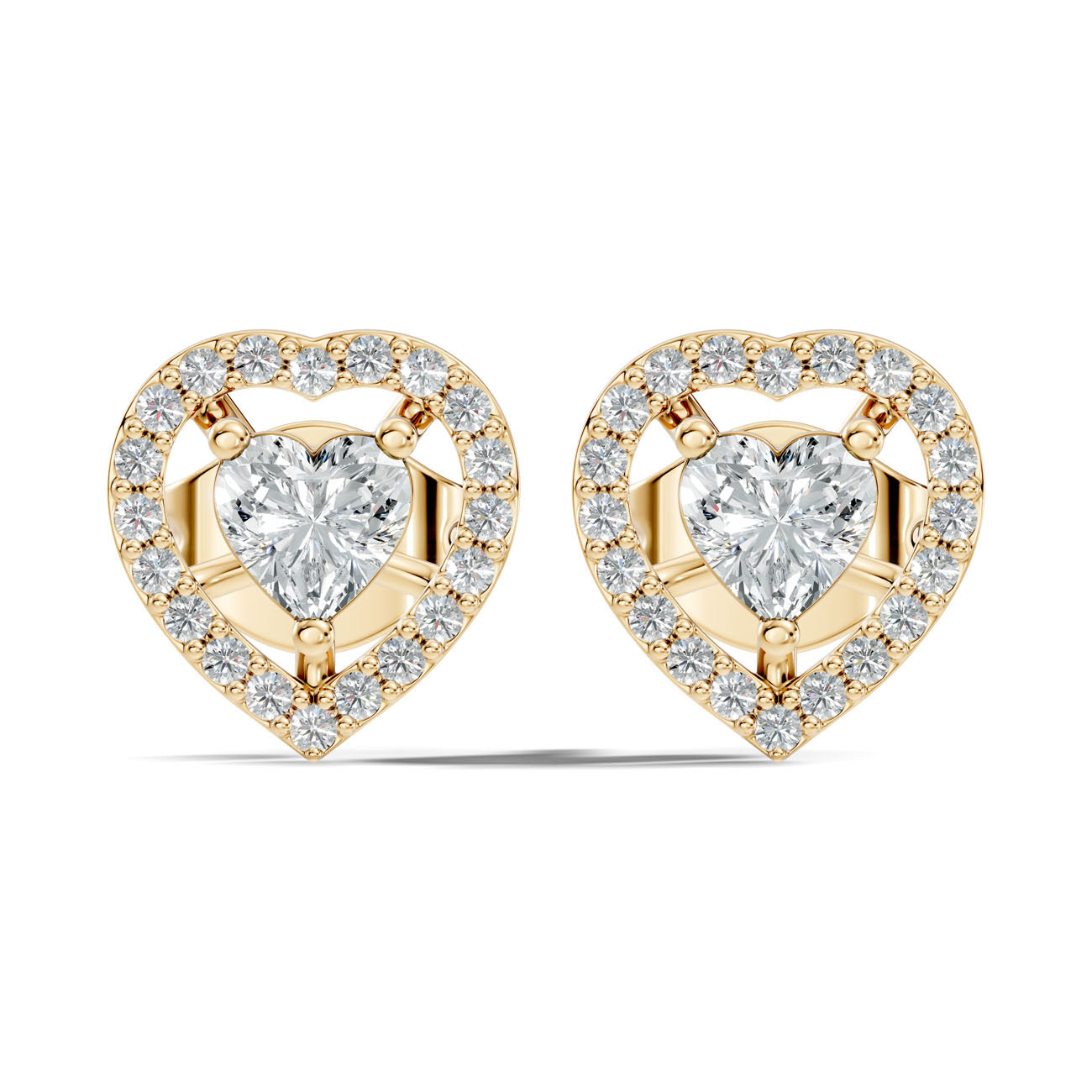 .65 Ct. Heart Shape Diamond Halo Earrings with Open Frame (GJSER-124) 7