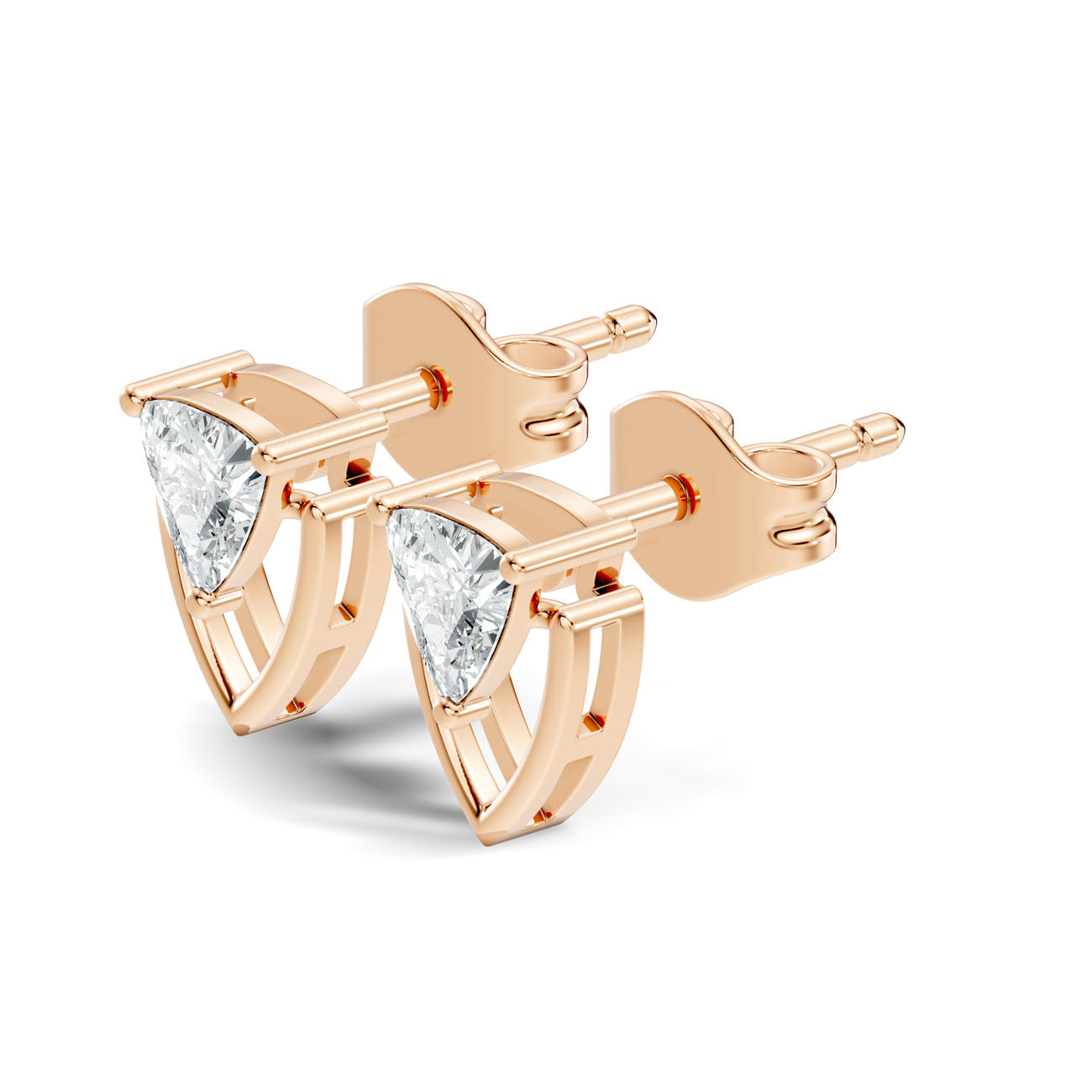 .50 Ct. Trillion Diamond Stud Earrings in Open Shield Frame (GJSER-125)