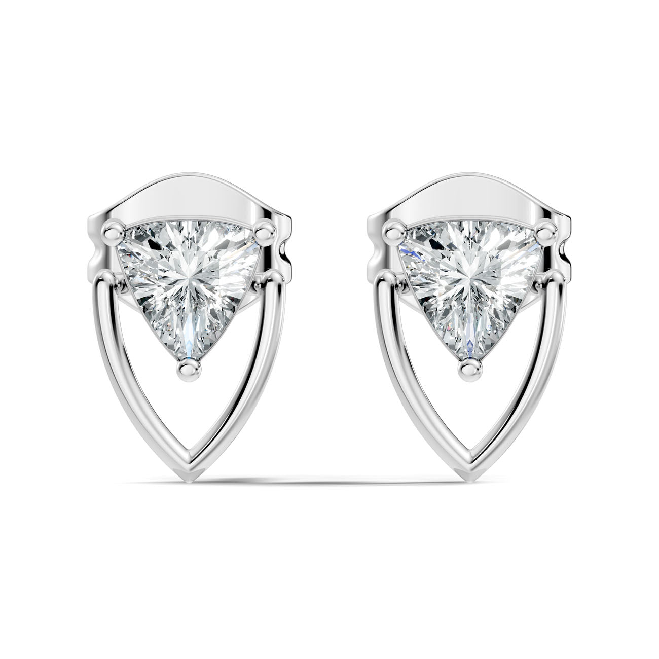 .50 Ct. Trillion Diamond Stud Earrings in Open Shield Frame (GJSER-125)