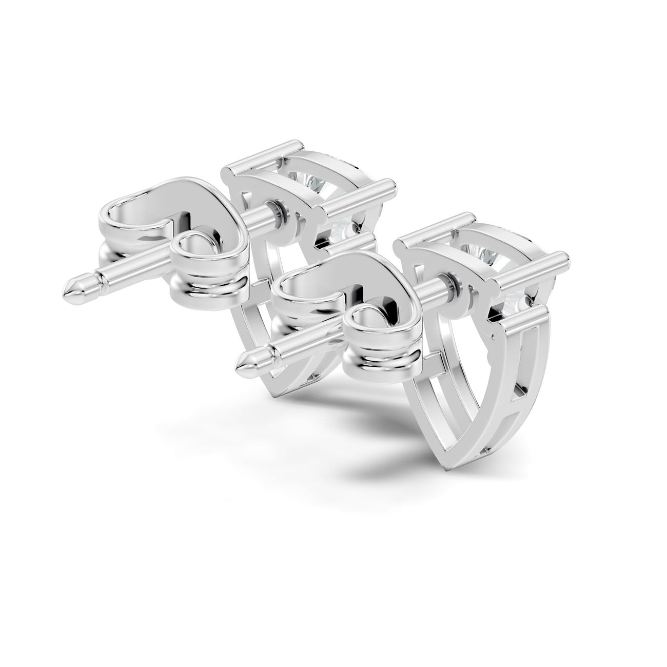 .50 Ct. Trillion Diamond Stud Earrings in Open Shield Frame (GJSER-125) 9
