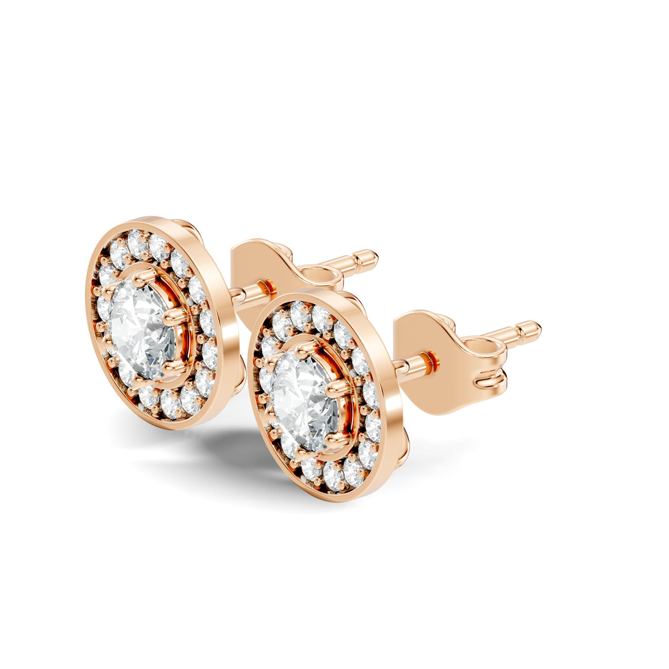 1.20 Ct. Round Diamond Halo Earrings with Bezel-Inspired Frame (GJSER-145)