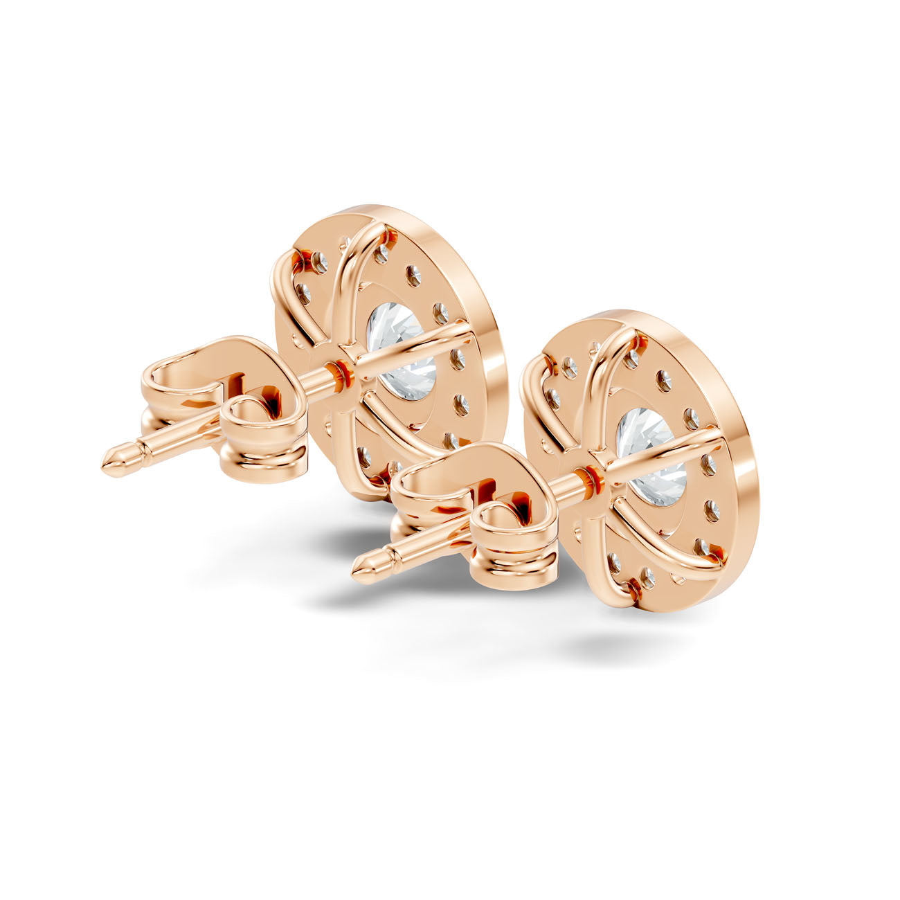 1.20 Ct. Round Diamond Halo Earrings with Bezel-Inspired Frame (GJSER-145) 5