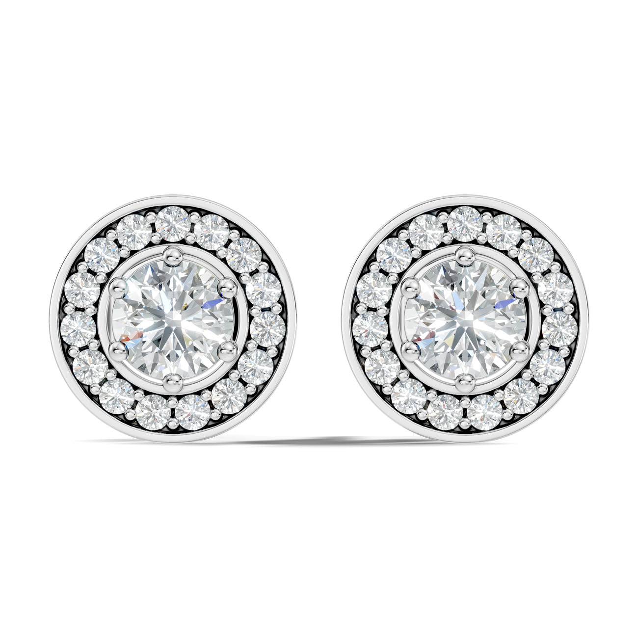 1.20 Ct. Round Diamond Halo Earrings with Bezel-Inspired Frame (GJSER-145)
