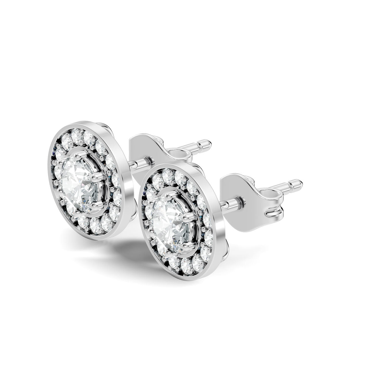 1.20 Ct. Round Diamond Halo Earrings with Bezel-Inspired Frame (GJSER-145) 7